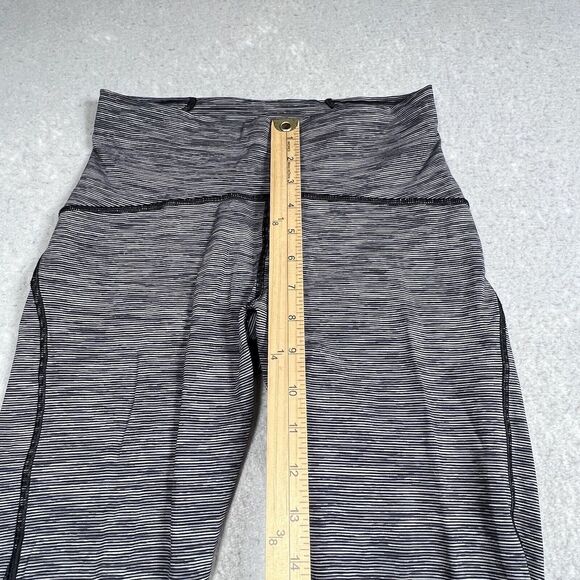 Lululemon Womens Leggings SZ 6 Gray Striped Leggings Pull On Logo Walking Casual - Picture 6 of 13